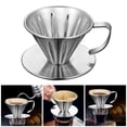 thumbnail image 1 of Vnanda Pour Over Coffee Dripper Stainless Steel LHS Slow Drip Coffee Filter Metal Cone Paperless Reusable Single Cup Coffee Maker 1-2 Cup With Non-slip Cup Stand, 1 of 7