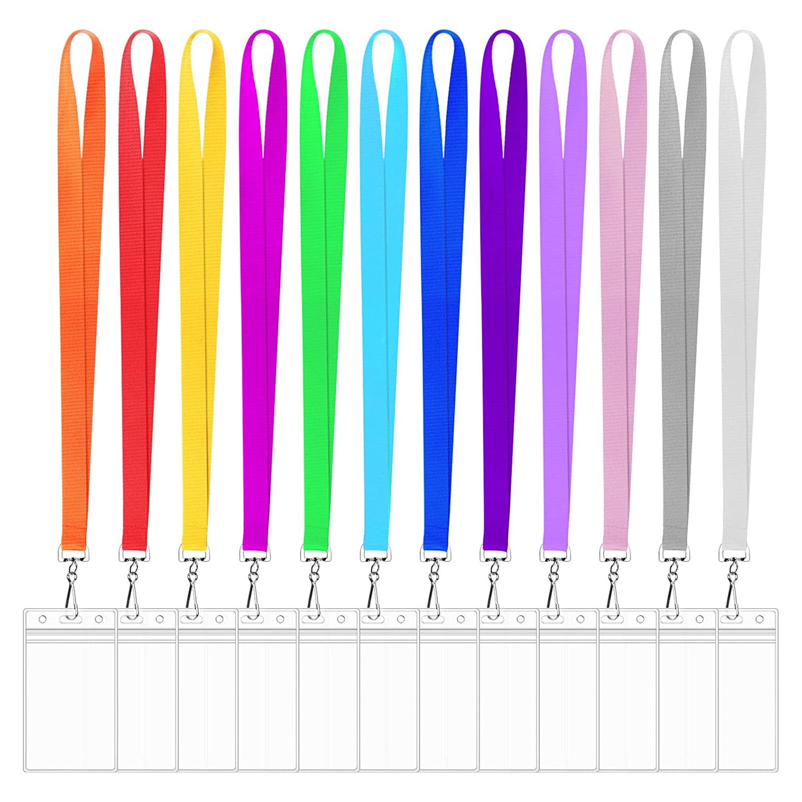 100 Pack Colorful Lanyards With ID Badge Holders - Waterproof, 10 Assorted Colors, 17 Inch Neck Straps For Work, School, Events
