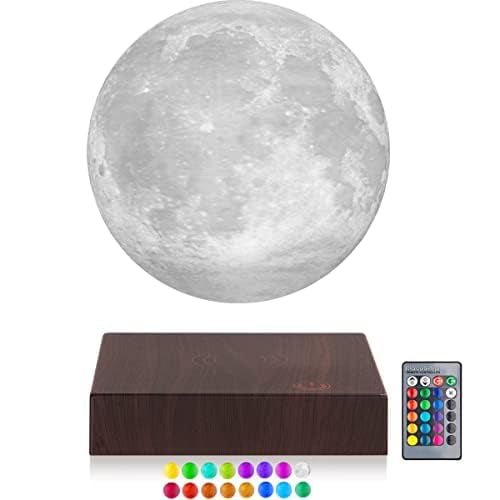 Vnemofey Levitating Moon Lamp- Floating 3D Moon Lamp 16 Colors 5.9inch | Magnetic Levitation Cool Night Lights| for Birthday Thanksgiving Christmas Gifts for Kids Friends (16 Colors Lamp) A101