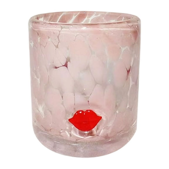 Vnice Valentine's Day Icon Juice Glass 14 Ounce Heart Themed Drinking Glasses for Party, Cute Double Old Fashioned Reusable Cups for Home Bar Decor Lovely Gifts,A