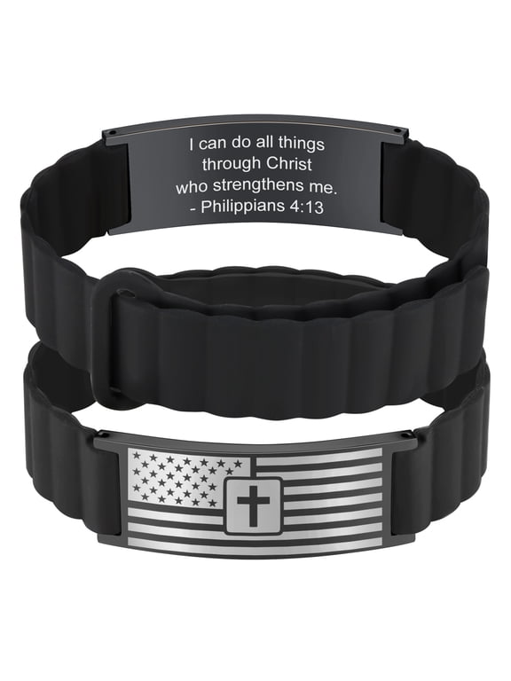 American Flag/Flag Cross Bracelet for Men,Stainless Steel Bible Verse Bracelet Jewelry Gifts for Men