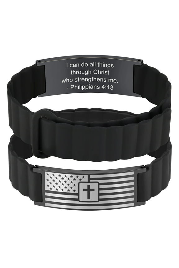American Flag/Flag Cross Bracelet for Men,Stainless Steel Bible Verse Bracelet Jewelry Gifts for Men