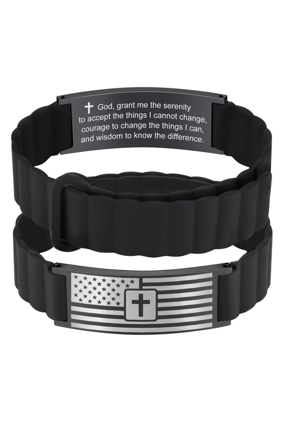 American Flag/Flag Cross Bracelet for Men,Stainless Steel Bible Verse Bracelet Jewelry Gifts for Men