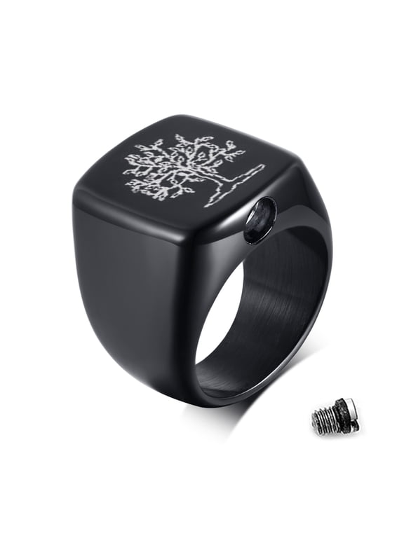 Cremation Jewelry for Ashes for Men, Keepsake Stainless Steel Tree of Life Rings for Ashes with Funnel Kit