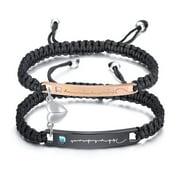 Vnox Magnetic Couple Bracelets - Mutual Attraction Matching Jewelry with Adjustable Cord for Him & Her
