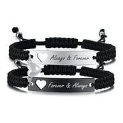 Vnox Magnetic Couples Bracelet, Adjustable Matching Macrame Bracelets, Stainless Steel Distance Relationship Bracelet, BF and GF Gifts