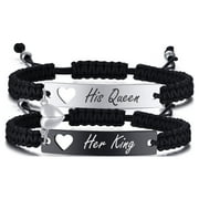 Vnox Magnetic Couples Bracelet, Adjustable Matching Macrame Bracelets, Stainless Steel Distance Relationship Bracelet, BF and GF Gifts