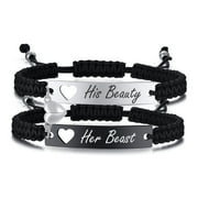 Vnox Magnetic Couples Bracelet, Adjustable Matching Macrame Bracelets, Stainless Steel Distance Relationship Bracelet, BF and GF Gifts