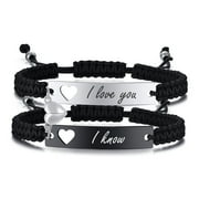 Vnox Magnetic Couples Bracelet, Adjustable Matching Macrame Bracelets, Stainless Steel Distance Relationship Bracelet, BF and GF Gifts