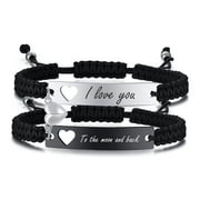 Vnox Magnetic Couples Bracelet, Adjustable Matching Macrame Bracelets, Stainless Steel Distance Relationship Bracelet, BF and GF Gifts