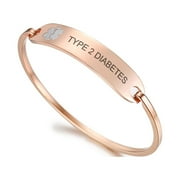 Vnox Medical Alert Bracelets, Rose&nbsp;Gold&nbsp;Stainless Steel Diabetic Cuff Bracelets for Women