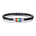 thumbnail image 1 of Vnox Rainbow Bracelets Braided Black PU Leather Pride Bracelet, 1 of 6