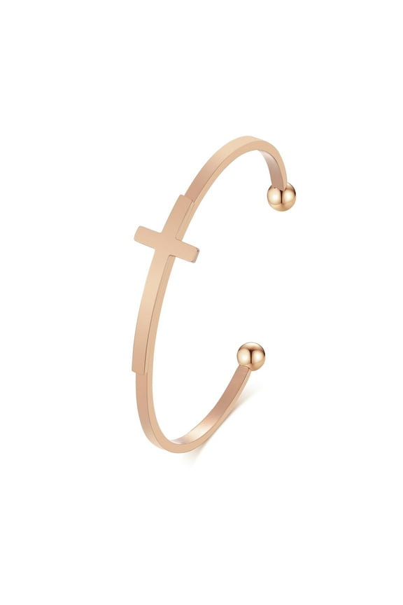 Religious Cross Bracelets, Stainless Steel Sideways Cross Bracelet for Women, Confirmation Baptism Gifts, Christmas Gifts