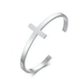 thumbnail image 1 of Vnox Religious Cross Bracelets, Stainless Steel Sideways Cross Bracelet for Women, Confirmation Baptism Gifts, Christmas Gifts, 1 of 7