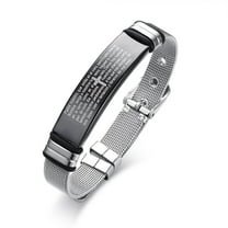 Vnox Spanish Inspirational Gifts for Men, Stainless Steel Adjustable Bible Cross Bracelet