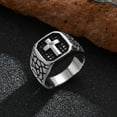 thumbnail image 1 of Vnox Stainless Steel Cross Ring for Men, Cast Design with Cubic Zirconia, Bold Steel Color, Fashion Men's Jewelry, 1 of 9