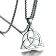 thumbnail image 1 of Vnox Triquetra Necklace, Silver Stainless Steel Celtic Knot Necklace for Men with 24" Rolo Chain, 1 of 7