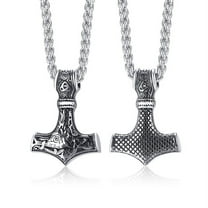 Vnox Viking Thor's Hammer Necklace, Stainless Steel Norse Viking Necklace, Amulet Mjolnir Pendant for Men