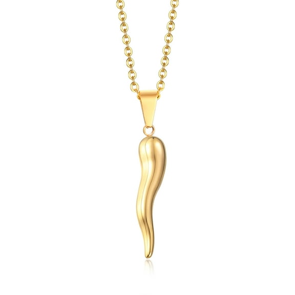 VnoxItalian Horn Necklace for Women, Gold Horn Necklace Stainless Steel, Cornicello Necklace for Men