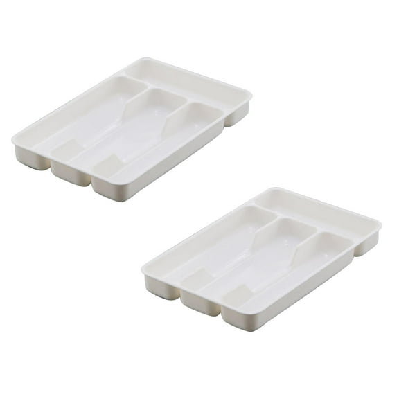 Vntub 4 Compartment Silverware Drawer Organizer Tray, Storage Container for Kitchen, Utensil Divider for Spoons Forks Knives Tableware（2PCS）