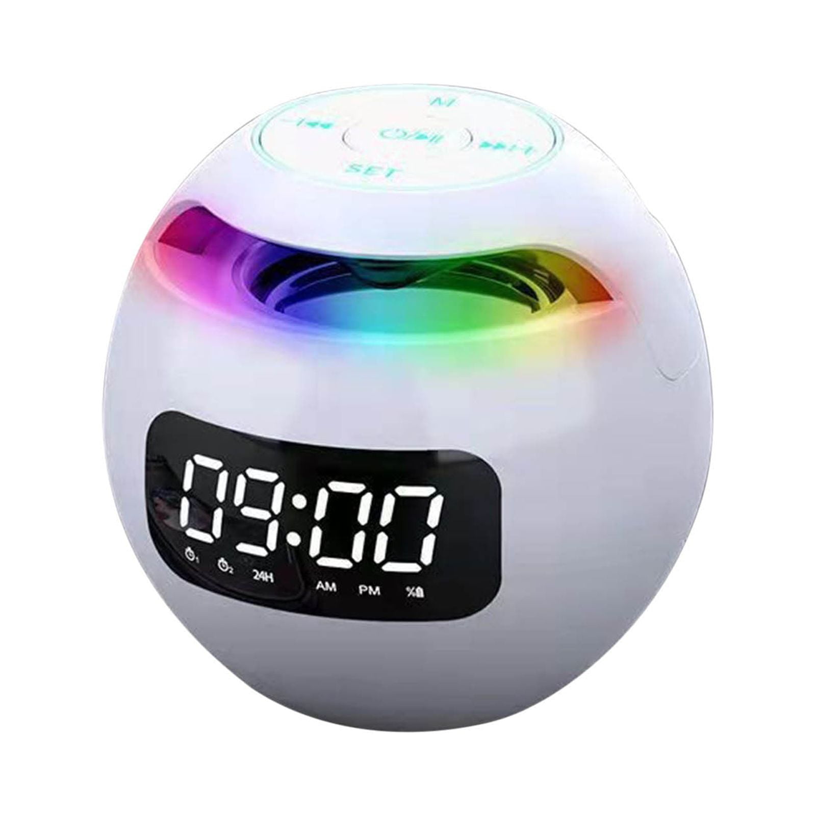 Vntub Clearance Wireless Bluetooth Speaker Colorful Subwoofer With LED Display FM Radio Alarm