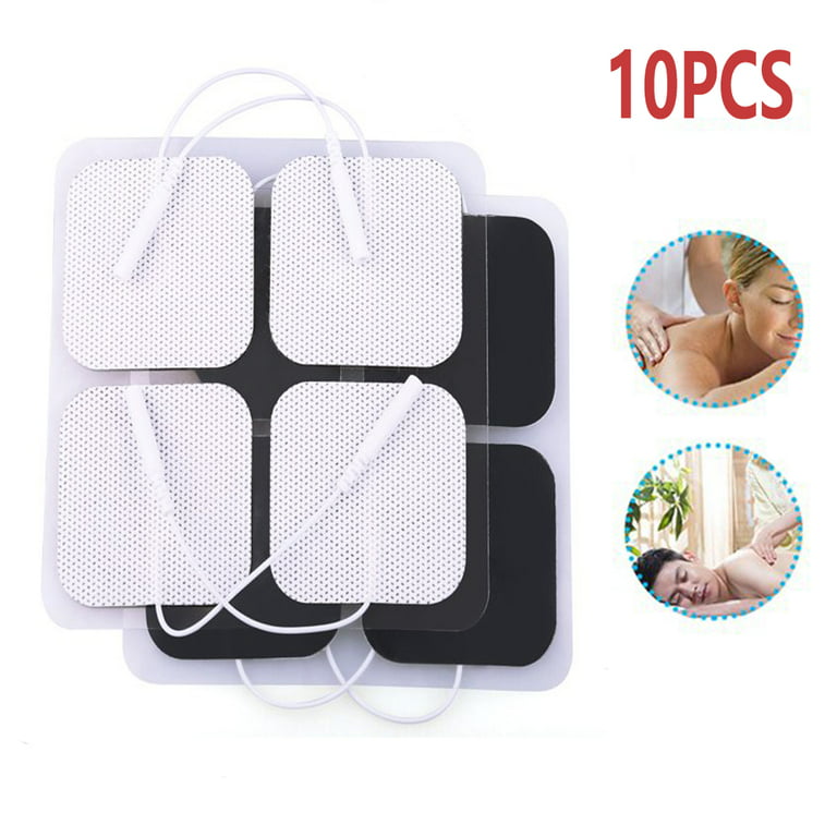 Vobor 10pcs Electrode Pads 4x4 Electrodes for Muscle Stimulator Massager Medical Electrotherapy Pads, Size: 4 * 4cm / 1.6 * 1.6inch, White