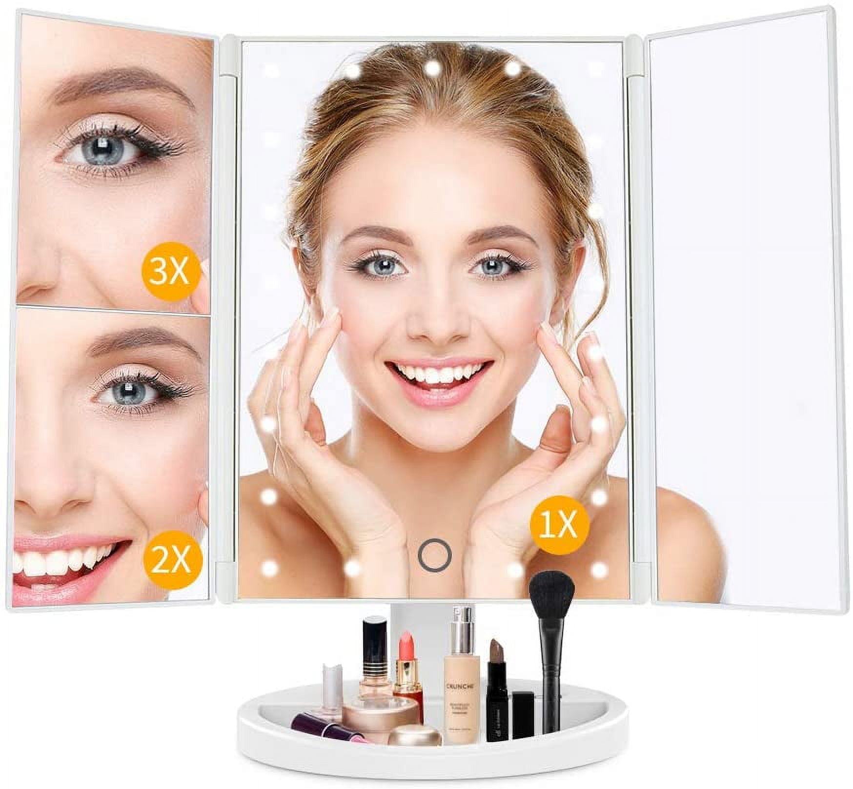 Vobor Lighted Makeup Mirror 3X/2X/1X Magnification 21 LED Trifold