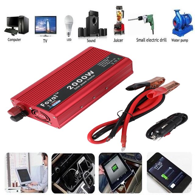 Vobor Power Inverter 2000W Dual AC Outlets and Dual USB Charging Ports