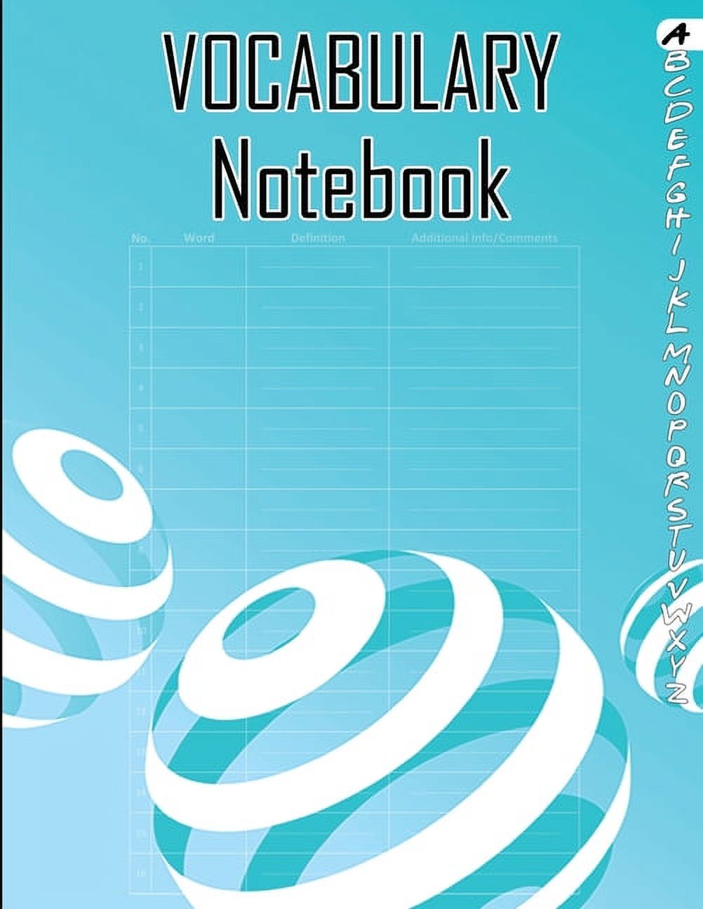 Vocabulary Notebook Large 100 Page Alphabetical Notebook, 4 Columns