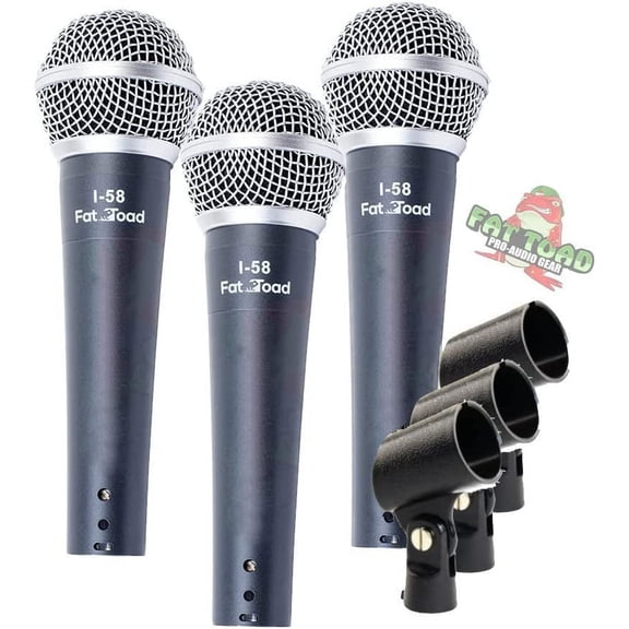 Vocal Microphones (Live ResponsePRO Edition) 3-Pack – Cardioid Dynamic Handheld Mics with Clips, Wired for Studio, DJ & Stage Karaoke Use$$Music