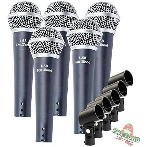 Vocal Microphones (Live ResponsePRO Edition) 5-Pack Cardioid Dynamic Handheld Mics with Clips for Studio Recording, DJ Karaoke