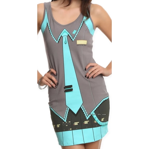 Vocaloid Hatsune Miku Body Hugging Tank Costume Cosplay Dress Juniors, XL
