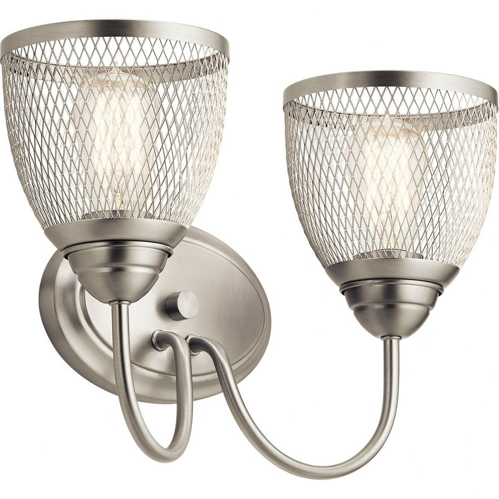 55042NI Kichler Lighting Voclain - 2 Light Bath Vanity Approved for Damp Locations - with Vintage Industrial inspirations - 10.5 inches tall by 16