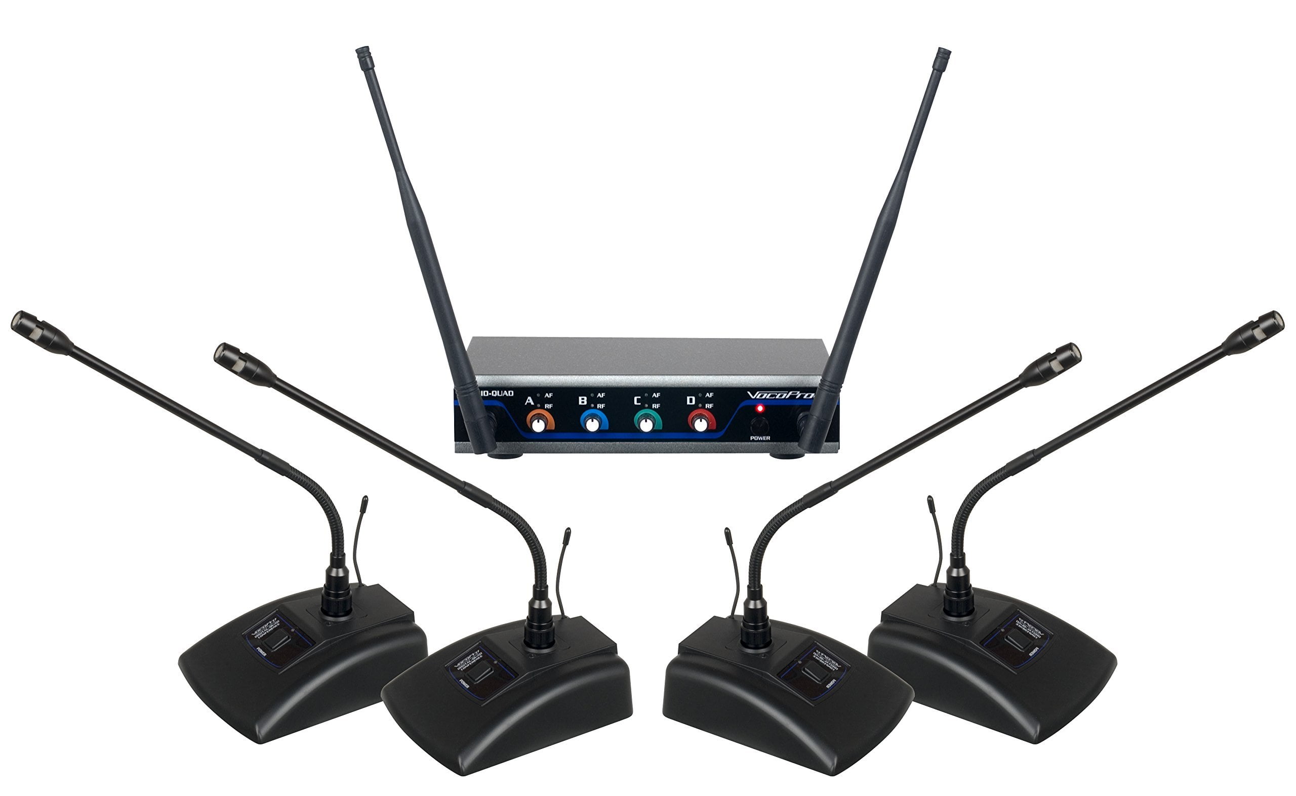 VocoPro, 4 Wireless Microphone System, XLR Connector, Black, Digital-Quad-Conference-C3