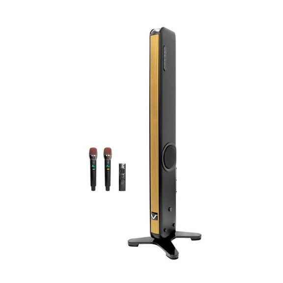 VocoPro AURA-SINGER 100W Six Speaker Tower Karaoke System with 2 Pro Wireless Microphones for Smart TV & Phone or Tablet