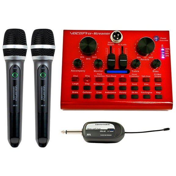 VocoPro Digital Karaoke Mixer/USB Interface with Dual Wireless Microphones