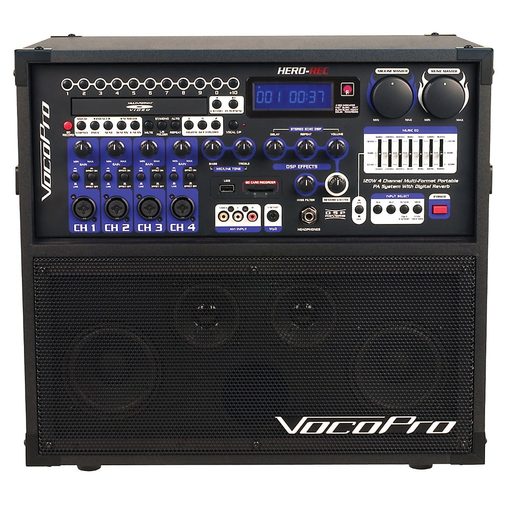 VocoPro HERO-REC Multi-Format Portable PA Karaoke System with Digital Recorder