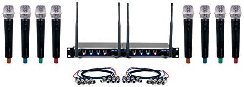 Eight Channel UHF Wireless Handheld Microphone System with Mic-On-Chip Technology