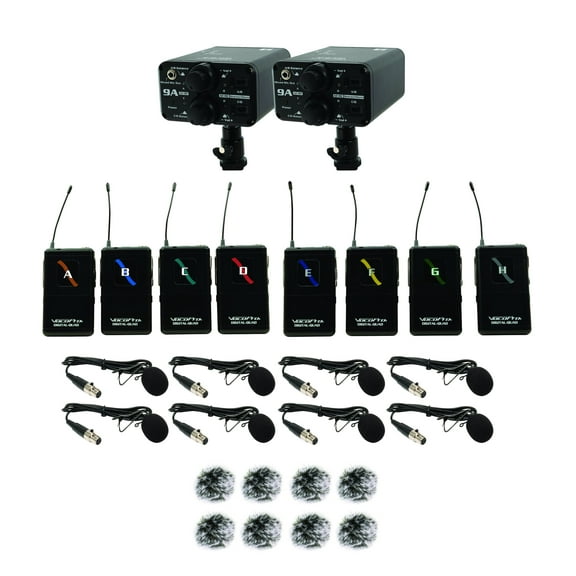 VocoPro - Portable Eight Lavalier Field/Camera-Mountable Wireless Microphone System. VCOFIELD-QUAD-FILM-8L