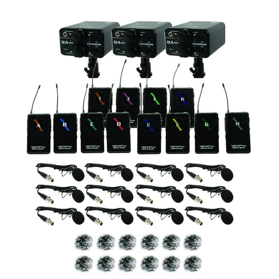 VocoPro - Portable Twelve Lavalier Field/Camera-Mountable Wireless Microphone System. VCOFIELD-QUAD-FILM-12L