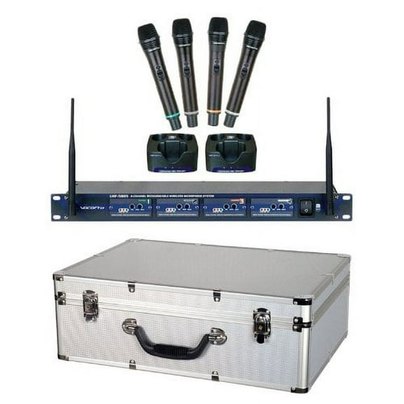 VocoPro UHF-5805-9 Professional Rechargeable Four Channel UHF Wireless Microphone System, 9A, 9B, 9C, 9D Frequency Sets