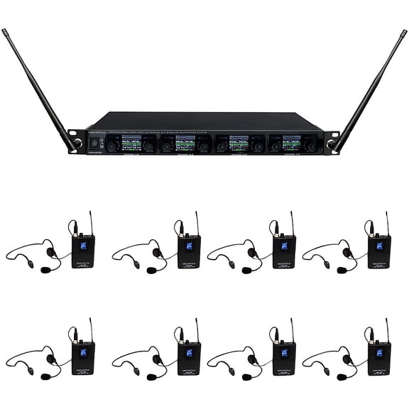 UDX-PLAY-8 Digital UHF PLL Wireless Headset Microphone System - 8 Headsets