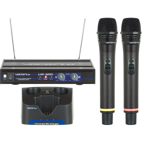 UHF Dual-Channel Rechargeable Wireless Microphone System