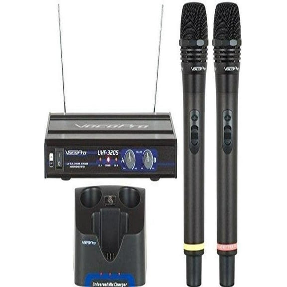 VocoPro UHF-3205 UHF-Dual Channel Rechargeable Wireless Microphone System, 21.00 x 21.00 x 23.00