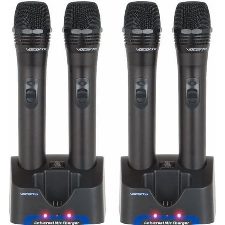 VocoPro UHR 4 Rechargeable UHF Wireless Microphones with Chargers Upgrade Kit 900MHz