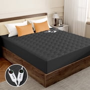 Vccoem Heated Mattress Pad Queen Size, Dual Zone Electric Bed Warmer with 9 Heat Settings & 4 Timer Options, Machine Washable, Gray