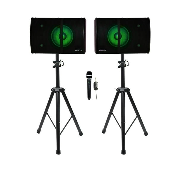 K-FAN-PRO 500W Stereo Karaoke System with Bluetooth, MP3, FM, LED Light Effects and Wireless Vocal Microphone
