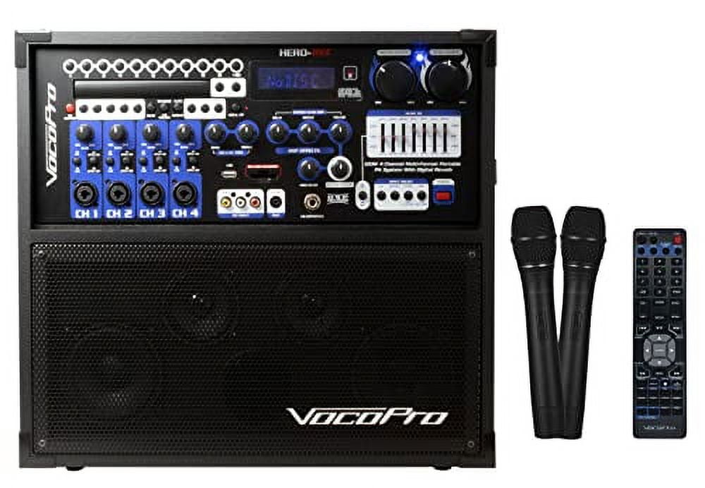 Vocopro HERORECBT4 120W 4-Channel Portable Multi-Format Karaoke PA System