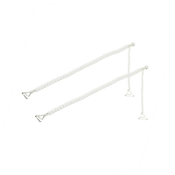 Vocoste 1 Pair Faux Pearl Shoulder Strap Adjustable Shoulder Belt Anti-Slip Bra Shoulder Strap White Silver Tone