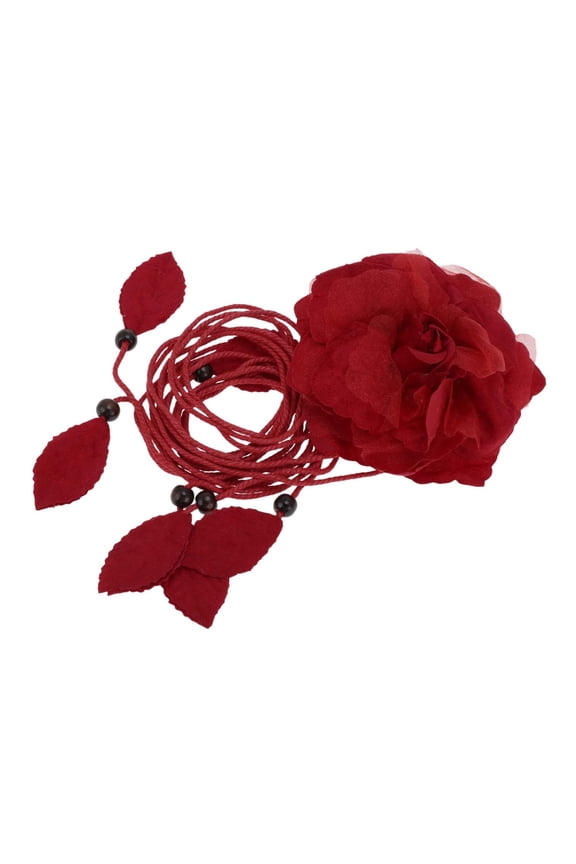 1 Pc Adjustable Waist Belt Flower Tie Adjustable Waist Cord for Women Red